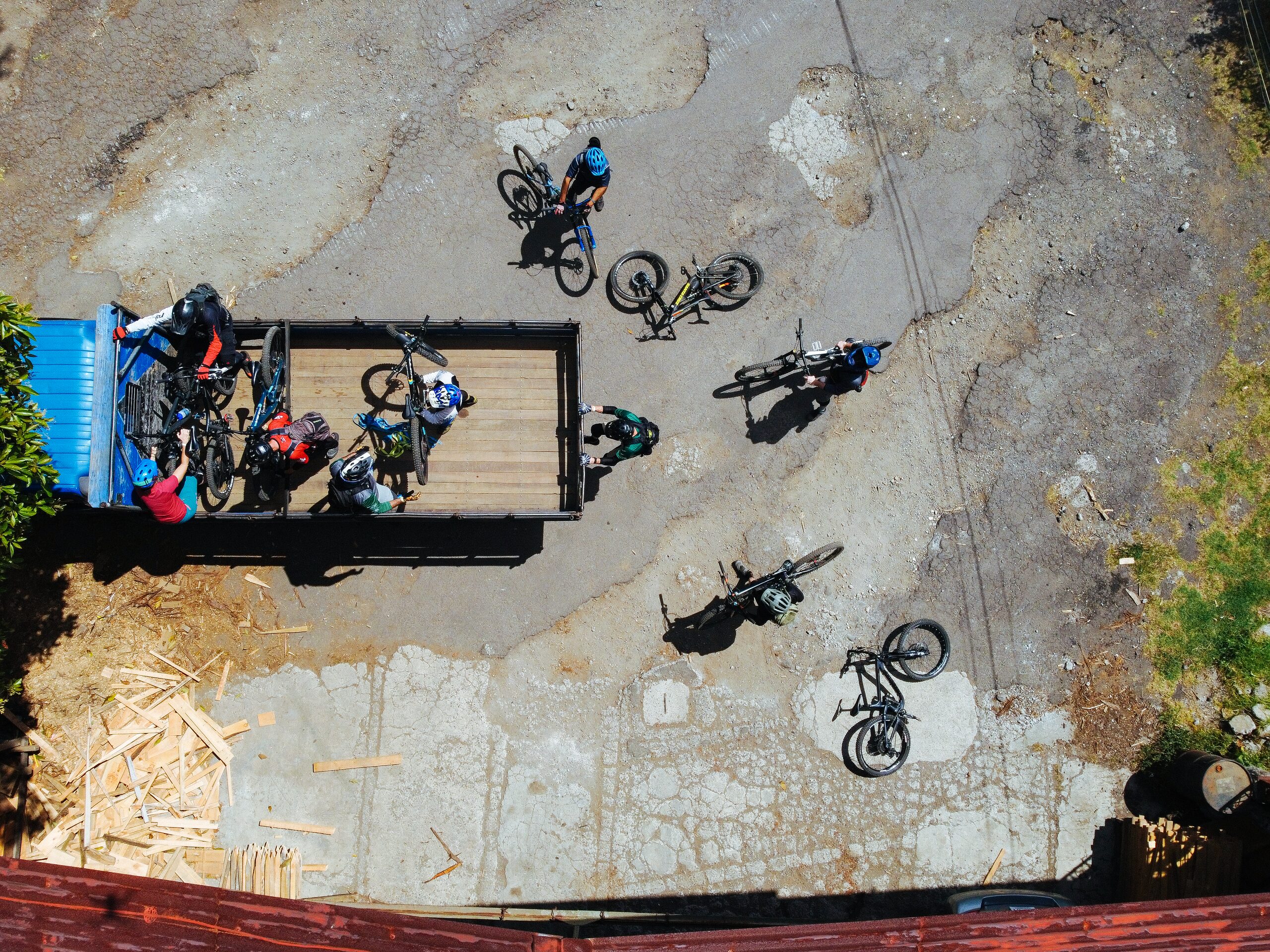 Loading up for the shuttle, from above