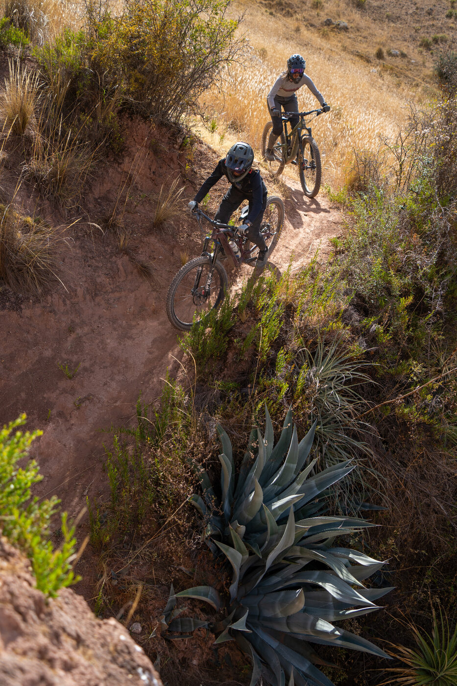 Rider on Sacred Valley singletrack, Peru