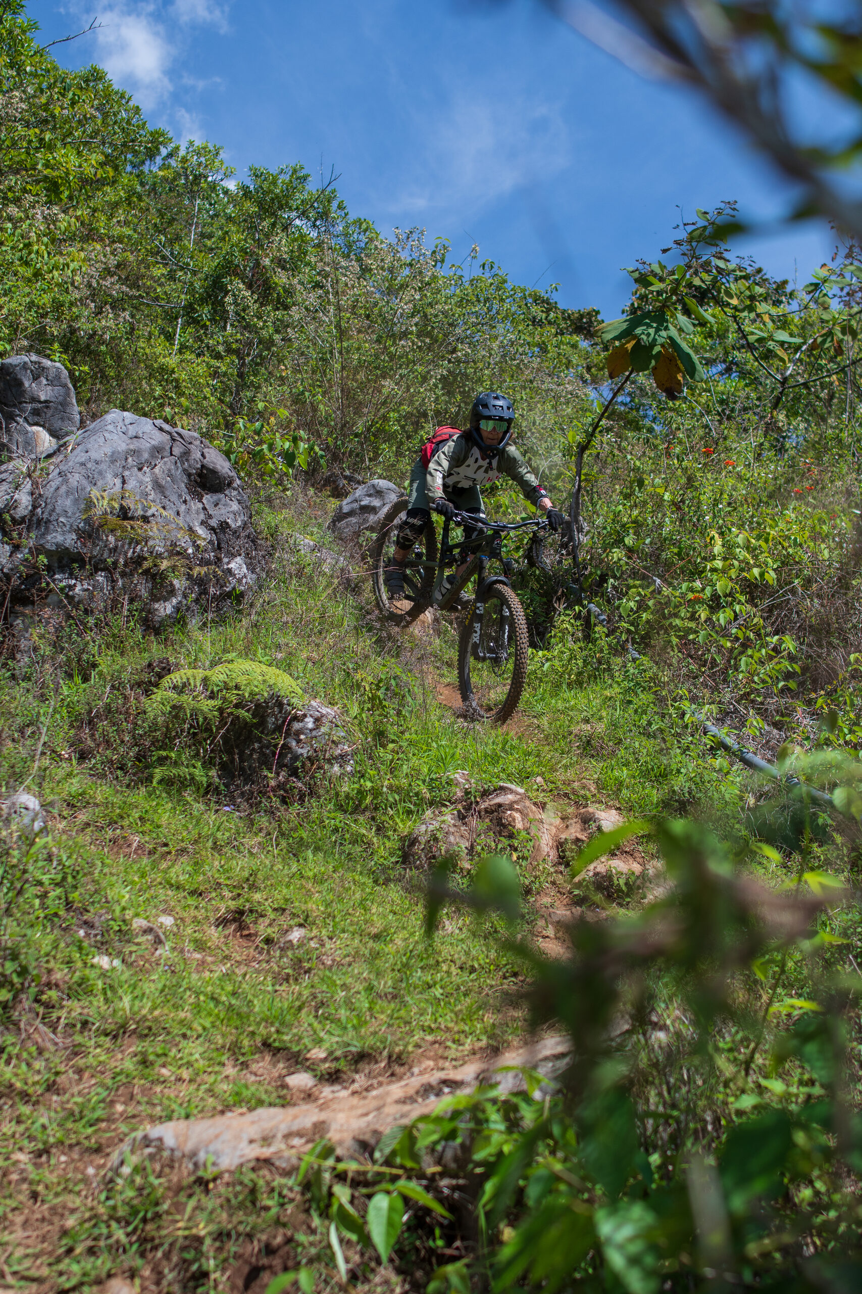 Ridgeline singletrack with big mountain views